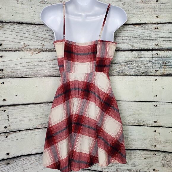 Forever 21 Plaid Mini Dress Red White Spaghetti Strap Size S - Picture 5 of 8
